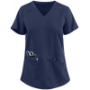 Solid Scrub Tops For Women | 3-Pocket Rib Knit Side Panel Mock Wrap Scrub Tops Stretch | Medical scrub tops wholesale Supplier
