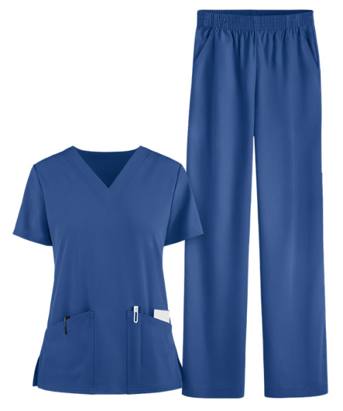 Women's Scrub Sets Quality | 4 Way Stretch V-neck Scrub Tops&Elastic Waist Pants | Wholesale Scrub Uniforms Affordable