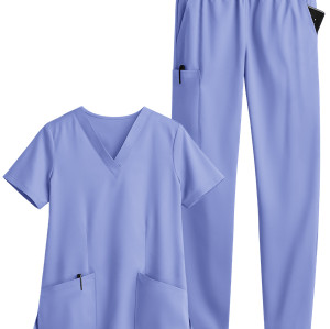 Scrub Uniforms For Women | 5-Pocket Jogger Scrub Sets V-neck Scrub Tops&Elastic Waist Pants | Wholesale Quality Scrub Sets