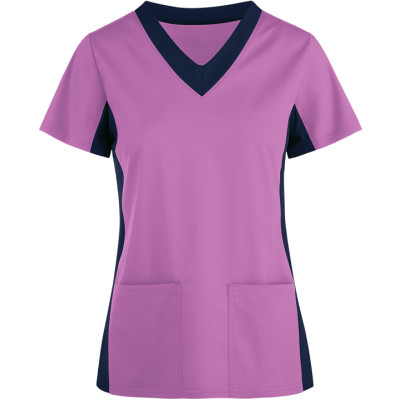 Scrub Tops For Women Stylish | 2-Pocket Contrast Scrub Tops Cotton | Wholesale Scrub Tops With Logo Manufacturer