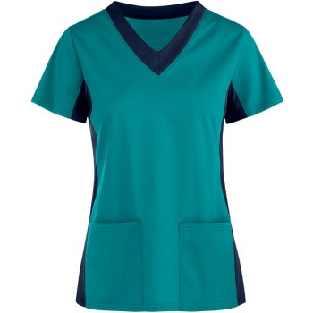 Scrub Tops For Women Stylish | 2-Pocket Contrast Scrub Tops Cotton | Wholesale Scrub Tops With Logo Manufacturer