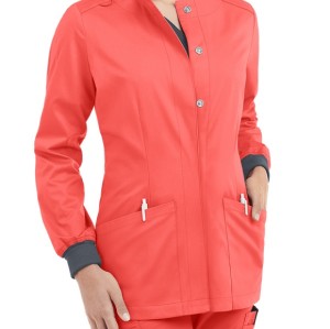 Scrub Jackets For Women | 2-Pocket Long Sleeve Snap Front Scrub Jackets | Custom Scrub Jackets With Logo Wholesale
