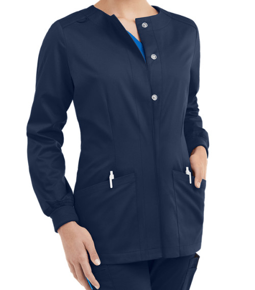 Scrub Jackets For Women | 2-Pocket Long Sleeve Snap Front Scrub Jackets | Custom Scrub Jackets With Logo Wholesale