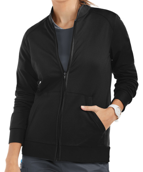 Scrub Jackets For Women Classic | 2-Pocket Knit Zip Front Scrub Jackets | Custom Scrub Jackets With Logo Wholesale
