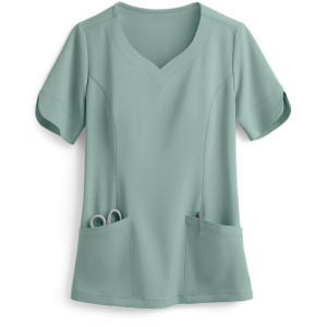 Scrub Tops For Women Stylish | 2-Pocket Short Sleeve Sweetheart Neckline Scrub Tops | Medical Scrub Tops Wholesale