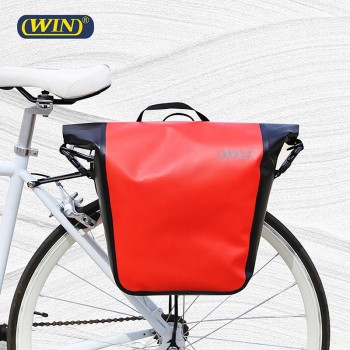 RPET Ripstop PVC Free Red Color Waterproof Pannier Bag For Bicycle