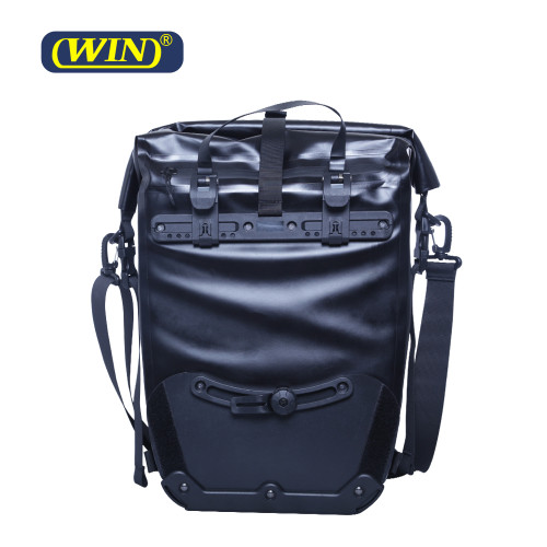 Eurobike Show High Quality RPET Fabric 2 in 1 Waterproof Bike Pannier Bag Backpack