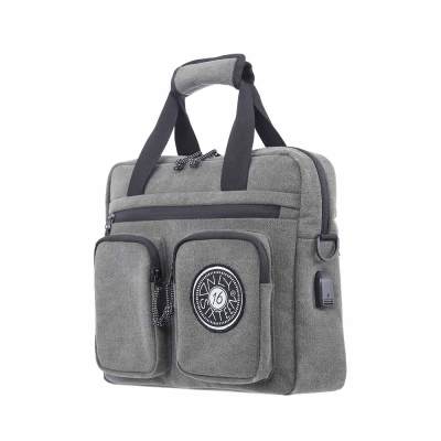 Amazon Hot Sell Portable Multi-compartments Unisex Laptop Canvas Bag