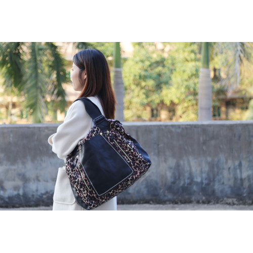 Satin+leather     Leopard Print Series Of Lady Handbag,Totebag,Backpack