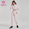 Wholesale running sportswear Pink Long Sleeve hooded fitness suit