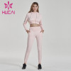 Wholesale running sportswear Pink Long Sleeve hooded fitness suit