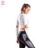 Women's grey round neck long sleeve quick-drying and breathable Wholesale fitness T-shirt