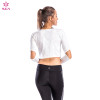 Women's grey round neck long sleeve quick-drying and breathable Wholesale fitness T-shirt