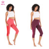 Wholesale summer thin nude yoga pants pocket 7 / 8 pants elastic high waist blank yoga pants wholesale