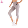 Wholesale summer thin nude yoga pants pocket 7 / 8 pants elastic high waist  blank yoga pants wholesale