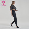 wholesale workout clothes leopard fitness sports loose top tights set