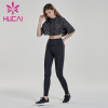 wholesale workout clothes leopard fitness sports loose top tights set