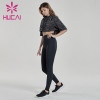 wholesale workout clothes leopard fitness sports loose top tights set