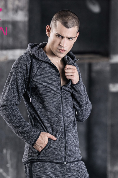 OEM mens athletic wear long sleeve sweater hooded sports fitness clothes