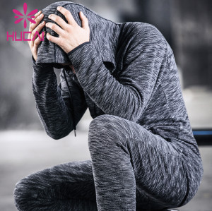OEM mens athletic wear  long sleeve sweater hooded sports fitness clothes spring and autumn