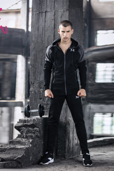 custom mens sweat suits black long sleeve leisure training quick drying hoodies private label
