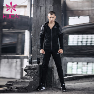 custom mens sweat suits black long sleeve leisure training quick drying hoodies private label