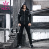 wholesale mens sweat suits black hooded long sleeve leisure training quick drying hooded cardigan coat fitness