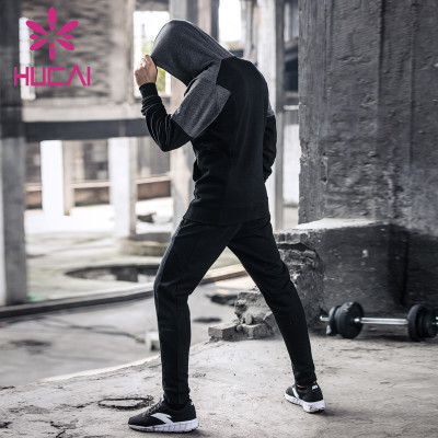 custom mens sweat suits black long sleeve leisure training quick drying hoodies private label