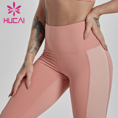 wholesale activewear leggings splicing design Yoga Pants women wear high waist hip fitness pants