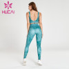 European and American new plant printing elastic quick drying fitness suit women's running sports leisure Yoga suit
