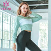 Women's loose Fitness Yoga long sleeve splicing top yoga product distributors