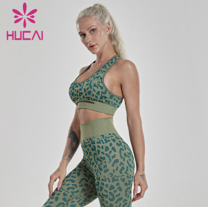 Leopard sports bra women's back fitness low strength shockproof tank top Yoga underwear anti sagging uk activewear manufacturers