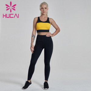 Yellow sports underwear women's shockproof running fitness suit athletic wear manufacturers usa