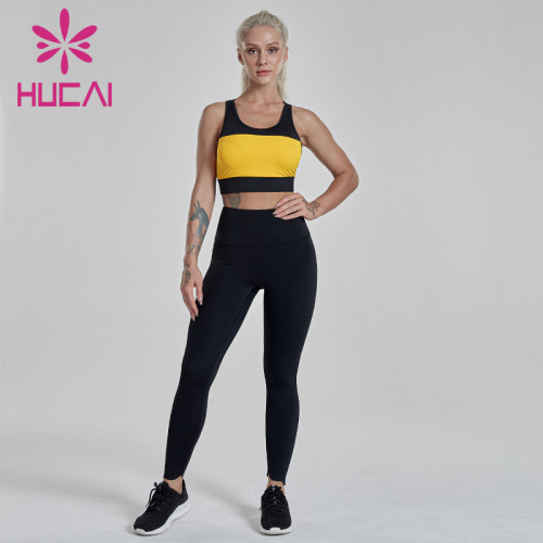 Yellow sports underwear women's shockproof running fitness suit athletic wear manufacturers usa