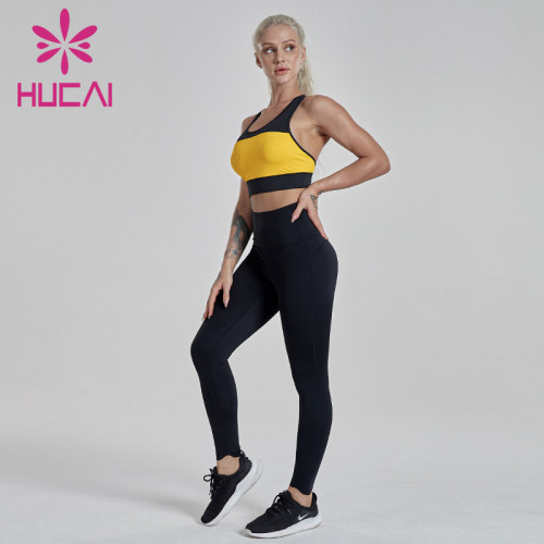 Yellow sports underwear women's shockproof running fitness suit athletic wear manufacturers usa