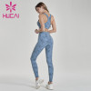 Halo dyeing process printing of light blue fitness suit womens workout clothes wholesale