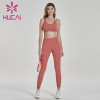 Brick red fitness suit irregular bra fitness suit usa sportswear manufacturers