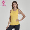 Fitness clothing wholesale yellow open back sports tank top fold waist top fitness apparel wholesale