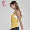 Fitness clothing wholesale yellow open back sports tank top fold waist top fitness apparel wholesale