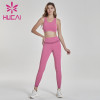 wholesale sportswear apparel rose red fitness suit bra with tights