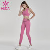 wholesale sportswear apparel rose red fitness suit bra with tights