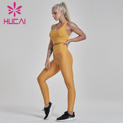 customize workout yellow fitness suit Fishscale pleated tights