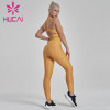 customize workout yellow fitness suit Fishscale pleated tights