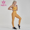 customize workout yellow fitness suit Fishscale pleated tights