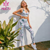 Leaf print fashion fitness suit custom printed activewear