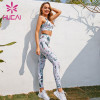 Leaf print fashion fitness suit custom printed activewear