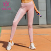 wholesale pink yoga leggings high waisted Imitation leather gilded flash Yoga Pants