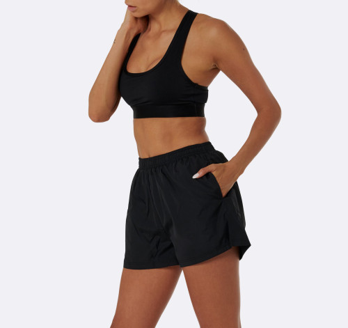 womens sweat shorts wholesale elastic waist black jogger pants
