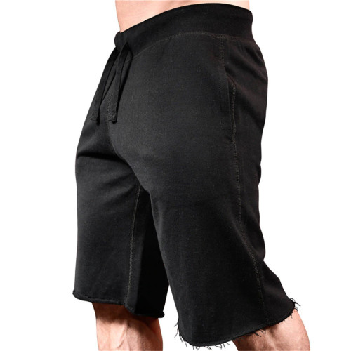 men fleece jogger shorts black wholesale
