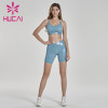women blue Imitation skin biker shorts set wholesale